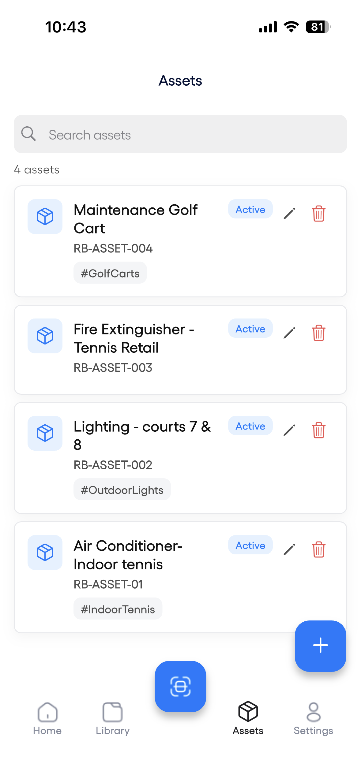 Asset management screenshot