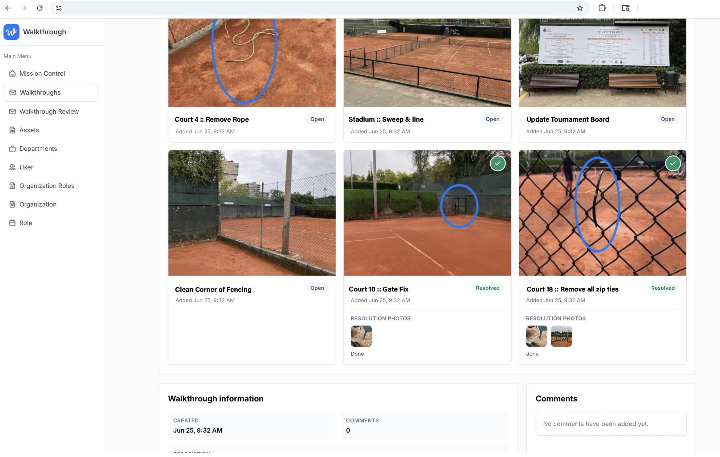 Walkthrough dashboard