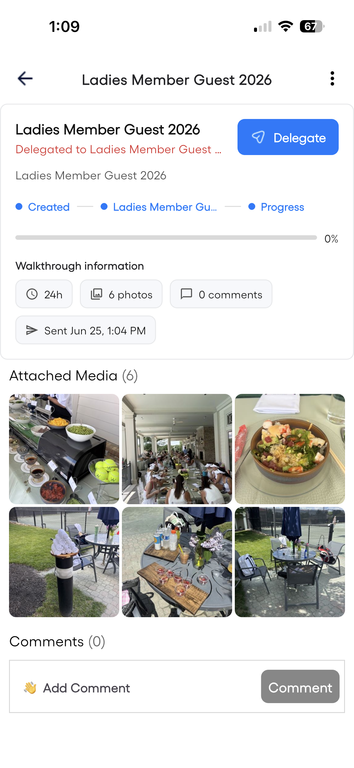 Events and hospitality screenshot